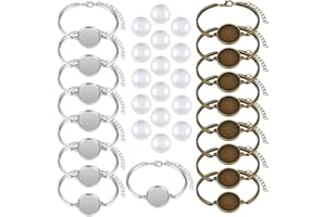BITEFU - 16 bracciali con lunetta da 20 mm, cabochon, ciondolo per tablet, lunetta, bracciale regolabile, per braccialetti fai da te, gioielli fai da te