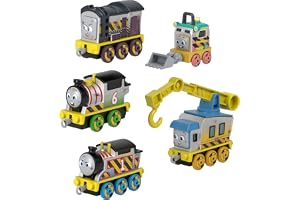 The Trenino Thomas – byggarbetsplatsteamet, set med 5 lokomotivfordon byggtema inspirerade av karaktärer i animerade serier, barnleksak, 3+ år, JBW26