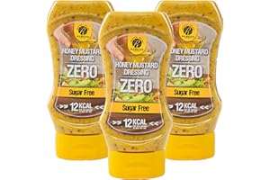 RABEKO PRODUCTS Rabeko Zero Sauce - moutarde au miel, 3 x 350 ml sans sucre et peu de matières grasses - produits sains, faible en glucides et en calories pour salades, frites, burgers - sans gluten ni lactose