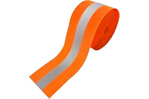 MARARDI Nastro Riflettente per Cucire - Tessuto Catarifrangente [10 Metri x 50 mm] non Adesivo - [Arancio Fluorescente] 100% Poliestere - Striscia di Sicurezza ad Alta Visibilità - Riflettente ≥300
