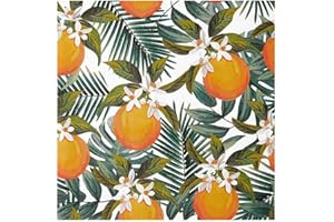Talking Tables Pack of 20 Tropical Palm Leaf & Orange Print Paper Napkins | Disposable Serviettes, Tableware for Indoor or Outdoor Dining, Birthday, Garden Party, Summer, BBQ, Decoupage,33cm x 33cm