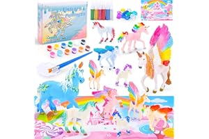 Donaky Unicorn Gifts for Girls, DIY Kids Painting Set Paint Your Own Unicorn Arts and Crafts Unicorn Painting Kit Creative Christmas Craft for Girls, Scenes