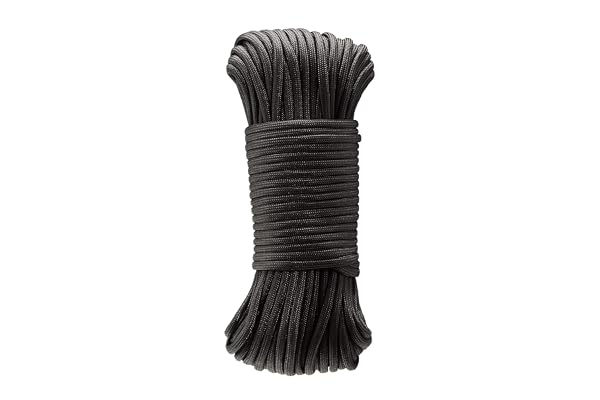 Amazon Basics Paracorde type III 550, âme 7 brins, ultra-résistante, 30.5 m x 4 mm, Noir