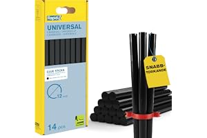 Rapid Limstavar Ø12 mm, Svart Universal, 190 mm, 14 st | 250 g per förpackning, långa stavar för att snabbt täcka stora ytor
