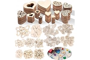 ‎VGOODALL VGOODALL 510 Stück Holzherzen Deko, naturbelassene Herz Deko in 5 Größen 10–40 mm, mit 10 m Juteschnur, Holzherzen zum Beschriften und Basteln, Holzdeko Tischdeko Hochzeit, Weihnachtsdeko Geschenke