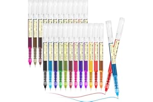 Gelanty Rollerball Pens, 24pcs Colorful Liquid Ink Ballpoint Gel Quick-Drying Pen for Home, School, Office, Writing, Drawing