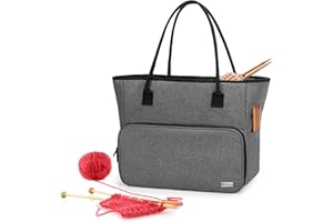 Yarwo Borsa per Lavoro a Maglia e Tote per Lana Gomitolo, Ferri da Maglia o Altri Accessori, Grigio (Solo Borsa)