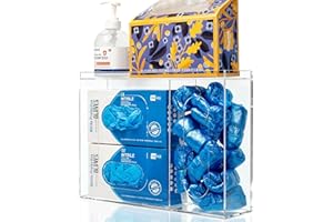 SEANADO Acrylic Disposable Glove Holder for Wall Mount or Tabletop , Clear Glove Box Organizer Rack Dispenser with Lid for Tissues, Beard Cover, Face Masks, Bags,Hairnet and Shoe Covers