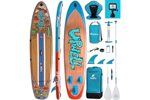 UPWELL Aufblasbares Stand Up Paddle Board 350/340/335/320cm mit SUP-Zubehör Inklusive Rucksack, Reparatursets, Rutschfestes Deck, Kajaksitz, Leine, 3 Flossen, Paddel und Handpumpe