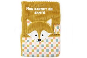 LES DÉGLINGOS Protège Carnet de Santé Cyranos le Renard, Jaune Moutarde, 25 x 18 cm, Fermeture Scratch, Ultra Doux