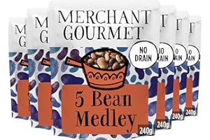 Merchant Gourmet 5 Bean Medley with Italian Extra Virgin Olive Oil - High in Protein & Fibre, Drain-Free, Premium Ingredients, No Preservatives (6x 240g)