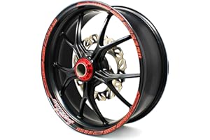 ‎FINEST FOLIA 18 Teiliges Felgenrandaufkleber Neon Line Felgendesign inkl. Felgenbettaufkleber Komplett-Set -Finest Folia passend für 17 Zoll & 16" 18" 19" Felgen Motorrad Auto Fahrrad MR009 (Red Tribal, Glanz)