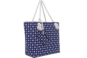 DonDon Bolsa de playa grande con cremallera 58 x 38 x 18 cm diseño marítimo-playa azul shopper bolsa de hombro