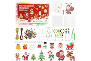 SHOWHEEL Juego de 2500 Cuentas para Planchar Navidad,Cuentas hinchables de 5 mm con tablero perforado,15 patrones de papel de planchado,para Niños y Niñas Artesanía Creativa Diversión