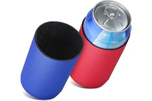 kwmobile Fundas de neopreno compatibles con 330ml / 355ml Lata -2x Cubierta enfriadora de latas cerveza refresco rojo/azul oscuro