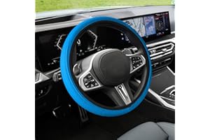 deemars Coprivolante in Pelle per Auto, Strass Colorati Elastico Volante Protettore, Accessori Interni per Auto Protettore del Volante Dell'auto Antiscivolo Universale per Auto (K1-Blu)