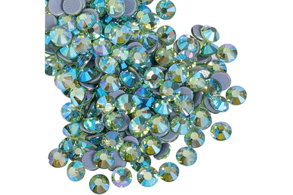 Beadsland Hotfix Pedrería, 2880pcs Flatback Crystal Rhinestones para manualidades Ropa Decoraciones DIY, Peridoto AB, SS6, 1.9-2.1 mm