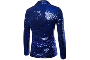 FSFA Blazer Homme à Sequins Dorés Charme Un Bouton Casual Fit Costume Manteau à Manche Longue Elegante Costume Veste Revers Slim Fit Top