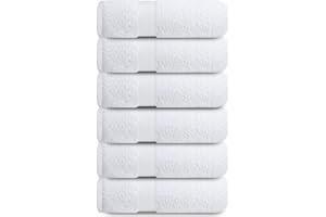 Infinitee Xclusives Premium White Hand Towels 6-Pack (40 x 72 cm) – 100% Cotton, Super Absorbent, Quick-Dry Towels for Bathroom, Hotel, Salon & Gym Use
