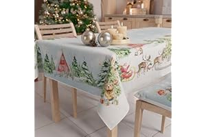 PETTI Artigiani Italiani Świąteczny obrus odporny na plamy prostokątny obrus świąteczny kuchnia rysunek Snow X6 miejsc (140 x 180 cm) 100% wyprodukowano we Włoszech