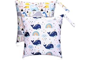 GSrenyu 2 Pcs Wet Bag for Swimming,Waterproof Baby Wet Bag,Reusable Nappy Bag Organiser,Washable Wet Dry Bag for Swimming Camping Travel Beach