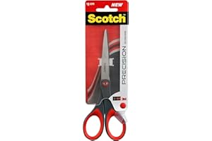 Scotch Precision Forbici con Lame in Acciaio Inossidabile - 18cm - Adatte a Lavori di Precisione per Destrimani e per Mancini - Colore Grigio/Rosso