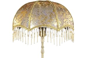 HEMORE Shade de lámparas Vintage, Tonos de lámparas victorianas con borlas, Tonos de lámparas con Cuentas, Sombra de luz Colgante de cúpula Decorativa para lámparas de Mesa E27, lámparas de pie (7.87x7.48 p