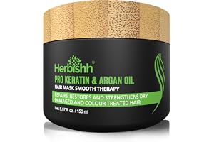 Herbishh argan hårmask – djup konditionering och återfuktning för friskare hår för mycket torrt, svagt, stressat hår, inga su