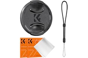 K&F CONCEPT Tappo Obiettivo 58mm, Copriobiettivo 4 in 1 con Cinturino Antismarrimento e 2 Panni in Microfibra, Copertura Protettiva a Scatto Compatibile con Obiettivi Canon, Nikon, Sony da 58mm