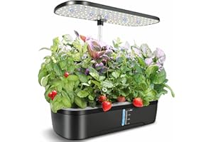 ANGEL SHIELD Hydroponic Indoor Propagation System, 12 Sleeves, Smart Garden Herb Garden Set with 3 Modes of 20 W LED Plant Lamp, Automatic Timer, 4 L Water Tank with Quiet Water Pump, Adjustable Height