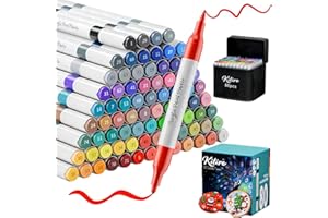 ‎KITIRE Kitire Acrylstifte 80 Farben, Acrylstifte für Steine Wasserfest, Dual Tip Acrylic Marker mit Doppelspitze für Stein Bemalen, Glas, Papier, Holz, Eier, Leinwand, Keramik, Stoff, DIY-Basteln