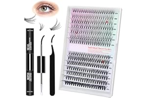 QILNYEH Wimpern Extensions Set, 30D 40D Lash Extension Set 9-16mm Mix Länge, 0.07mm Künstliche Wimpern mit Lash Bond und Seal Lash Tweezers, Individuelle Lashes Kit(Schwarz, 280)