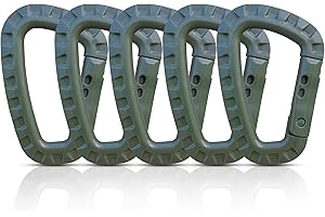 ‎HOLESTO Holesto® Kunststoff Karabiner 5er Set – Leichter Plastik Karabinerhaken – Molle D-Form Tactical Karabiner – Karabinerhaken Schwarz für Outdoor & Camping - ABS Karabiner