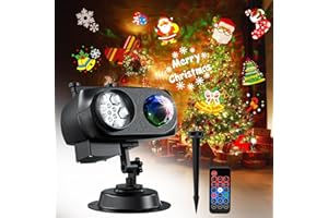 ALED LIGHT Newest Designed Christmas Projector Lights Outdoor Waterproof,15W Brighter HD Ocean Wave Effect,12 Slides 96 No Fade Pictures for Thanksgiving,New Year LED Projector Decoration