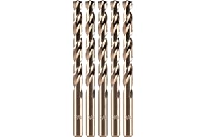 amoolo 10mm 5pcs Cobalt Drill Bit, M35 HSS Metric Cobalt Drill Bit Set for Hard Metal, Stainless Steel, Cast Iron