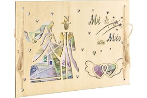 TAKULA Madera Manualidades：Caja Dinero Boda，Regalar Dinero Boda，Wonderbox,Huchas，Uchas Dinero，Regalo Aniversario Pareja，Detalles Boda Para Invitados|MR & MRS