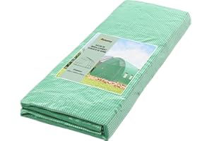 Outsunny Bâche de Rechange Serre Tunnel 9 m², bâche 3 x 3 x 2 m PE Anti-UV imperméable 6 fenêtres + Porte Enroulable zippée Vert foncé
