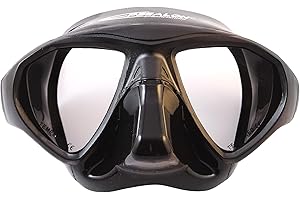 EPSEALON - Masque de Plongée Minisub - Spécialement conçu pour l'apnée - Silicone Hypoallergénique + Cerclage en Polycarbonate - Boucles à réglage Rapide - Noir - 300 g