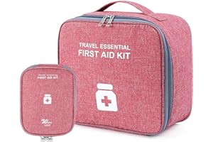BOOAEE 2 Pezzi Kit di Pronto Soccorso,Borsa Porta Medicine da Viaggio,Borsa Medica Sportiva,Kit Medico Vuota,Mini Kit di Pronto Soccorso Portatile,Adatto per Famiglia,Viaggi,Sport All'aria Aperta（Rosso）