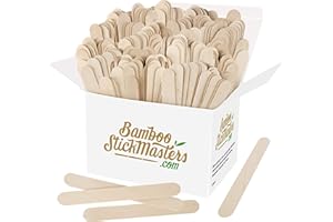 BAMBOO STICK MASTERS Bâton de glace en bois Jumbo - 300 bâtons de sucettes géants en bois, naturel pour l'art et l'artisanat, étiquettes plantes, cônes glace