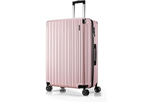 FLIEE Large Suitcase Hard Shell | Aluminum Telescopic Handle | TSA 3 Digit Combination Lock | 4 Dual Spinner Wheels | Lightweight Suitcase Large. (Rose, Large 28")