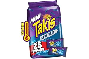 Takis Blue Heat - Mini chip per tortilla con peperoncino affilato, 25 pezzi/35 g