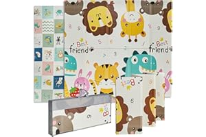 Buddy Baby - Tappetino da gioco per bambini, XXL, 180 x 200 cm, double face, resistente, imbottito, pieghevole, con borsa per il trasporto