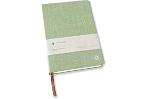 Artnova Linen Notebook - Green 12.8 cm x 18.1 cm - 128 Lined Pages - Ideal for Notes, Diary, Reminders - Portable and Elegant
