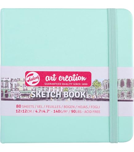 Talens Art Creation Sketchbook A5 Size, 80 Sheets 140gsm Acid-Free Paper, Lake Blue Hard Cover - View #3