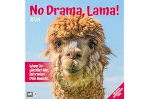 No Drama, Lama! 2024, Wandkalender / Broschürenkalender im Hochformat (aufgeklappt 30x60 cm) - Geschenk-Kalender mit Monatskalendarium zum Eintragen