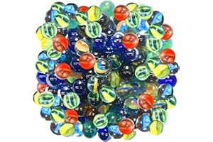 SOL Lot de 100 billes traditionnelles assorties | Billes en verre rétro | Billes œil de chat pour jeux classiques ou travaux manuels | Jeux de table en extérieur et intérieur