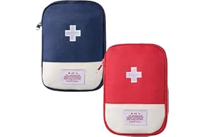 ZIMOHE 2 Stück Medikamententasche, Leer Medizin Aufbewahrungstasche, Mini Medizinische Notfalltasche für Haus Auto Office Camping Jagd Reisen (Blau + Rot)