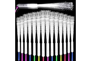 Vegena Lot de 30 plumeaux LED en fibre de verre - Blanc - 3 modes - Baguettes lumineuses LED en fibre de verre - Pour fêtes et concert