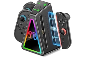 Rysker Joycon 2 Ladegerät, Schnelle Switch 2 Controller Ladestation für 4 Joycons mit RGB Lichteffekten & integriertem Kabel, Switch 2 Zubehör kompatibel mit Nintendo Switch 2 (NICHT für SW/SW OLED)